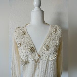 Cream Sweater with Pearl Detailing